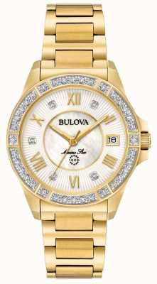 Bulova Womans marine étoile diamant doré 98R235