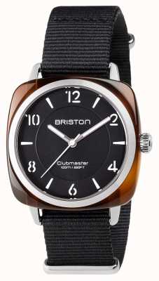 Briston Clubmaster chic unisexe en acier acétate noir avec bracelet nato 17536.SA.T.1.NB