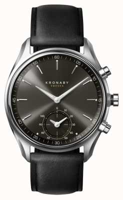 Kronaby 43mm sekel cadran noir bluetooth / bracelet en cuir a1000-0718 S0718/1
