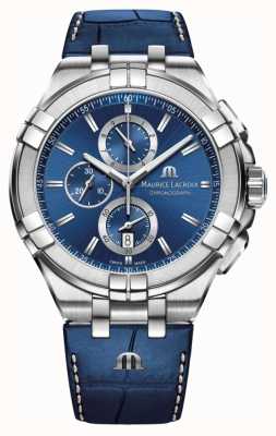 Maurice Lacroix Bracelet en cuir bleu chronographe homme aikon bleu AI1018-SS001-430-1