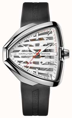 Hamilton Ventura elvis80 squelette auto bracelet en caoutchouc noir H24555381