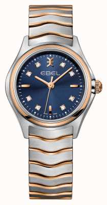 EBEL Montre femme Wave à cadran bleu serti de diamants 1216379