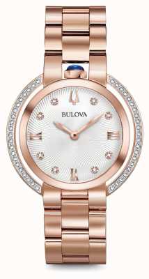 Bulova Womans rubaiyat rose gold tone diamond watch 98R248
