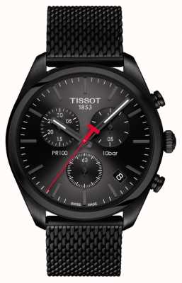 Tissot Bracelet chronographe homme pr100 plaqué pvd noir T1014173305100