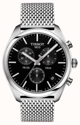 Tissot Bracelet chronographe homme pr100 à cadran noir en acier inoxydable T1014171105101