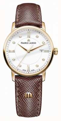 Maurice Lacroix Bracelet en cuir marron eliros femme plaqué or EL1094-PVP01-150-1