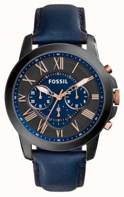 Fossil Bourse pour hommes | cadran bleu | bracelet en cuir bleu FS5061