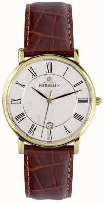 Herbelin Sonates | 38mm | cadran blanc | bracelet en cuir marron 12248/P08MA
