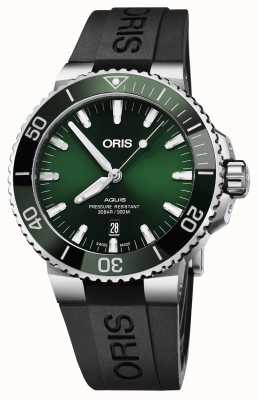 ORIS Aquis date automatique (43,5 mm) cadran vert / bracelet caoutchouc noir 01 733 7730 4157-07 4 24 64EB
