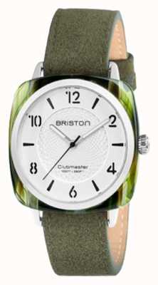 Briston Clubmaster chic cadran blanc bracelet vert 18536.SA.GE.2G.LNGA