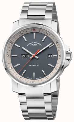 Muhle Glashutte The 29er Tag Datum Bracelet en acier inoxydable Montre à cadran gris M1-25-34-MB