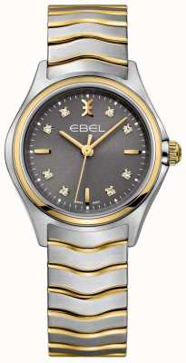 EBEL Bracelet bicolore serti diamant vague femme cadran gris 1216283