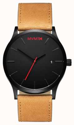 MVMT Bronzage noir classique | bracelet en cuir marron | cadran noir D-L213.5L.351