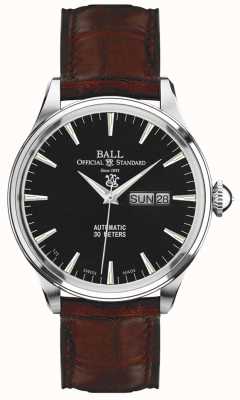 Ball Watch Company Affichage du jour et de la date à cadran noir Eternity Trainmaster NM2080D-LJ-BK