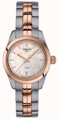Tissot Montre pr100 pour femme avec bracelet bicolore et cadran en nacre T1010102211101