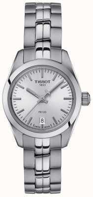 Tissot Montre pr100 pour femme avec bracelet en acier inoxydable et cadran argenté T1010101103100