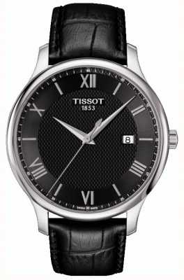 Tissot Montre homme tradition cadran noir bracelet cuir noir T0636101605800