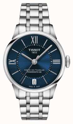 Tissot Chemin des Tourelles cadran bleu en acier inoxydable Powermatic 80 T0992071104800