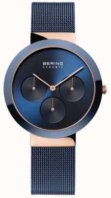 Bering Céramique | boîtier en or rose poli | cadran bleu 35036-367