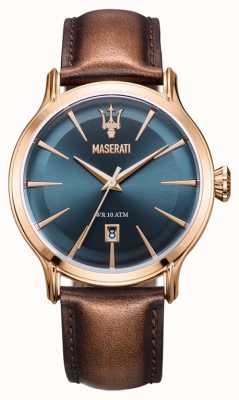 Maserati Epoca homme 42mm | cadran bleu | bracelet en cuir marron R8851118001