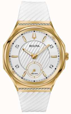 Bulova Bracelet serti de diamants Curv pour femme, plaqué or blanc 98R237