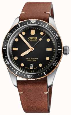 ORIS Divers soixante-cinq automatique (40 mm) cadran noir / bracelet cuir marron 01 733 7707 4354-07 5 20 45