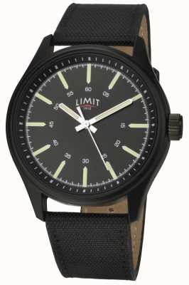 Limit | hommes | bracelet en cuir noir | cadran noir | 5948.01