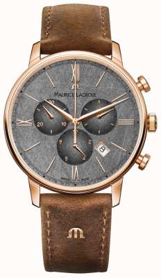 Maurice Lacroix Eliros chronographe cadran texturé bracelet en cuir marron EL1098-PVP01-210-1