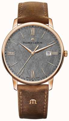 Maurice Lacroix Eliros date cadran texturé bracelet en cuir marron EL1118-PVP01-210-1