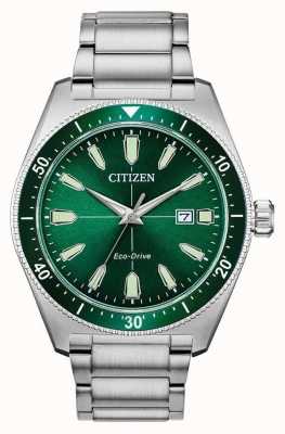 Citizen | eco drive sport homme | bracelet en acier inoxydable cadran vert AW1598-70X