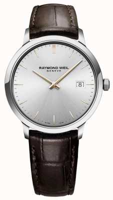 Raymond Weil | toccata pour hommes | bracelet en cuir marron | cadran argenté | 5485-SL5-65001