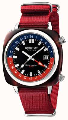 Briston Édition limitée Clubmaster gmt | automatique | bracelet nato rouge 19842.SA.T.P.NR