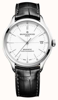 Baume & Mercier Chronomètre Clifton Baumatic (40 mm) cadran blanc pur / bracelet en cuir alligator noir M0A10518