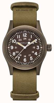 Hamilton | champ kaki mécanique | cadran brun | bracelet en cuir | H69449861