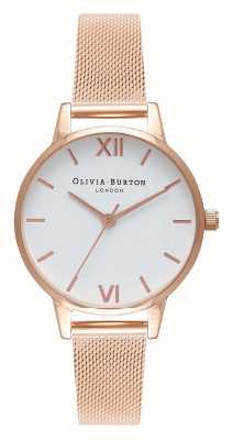 Olivia Burton | femmes | bracelet en maille d'or rose | cadran blanc | OB16MDW01
