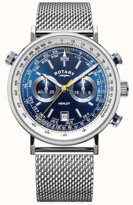 Rotary | chronographe henley pour homme | bracelet en maille d'acier | cadran bleu GB05235/05