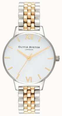 Olivia Burton | femmes | cadran midi | bracelet bicolore | cadran blanc | OB16MDW34