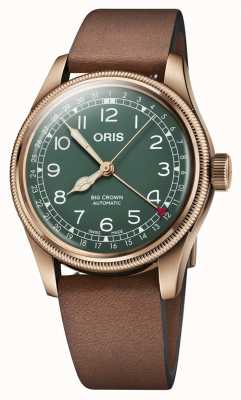 ORIS Grande couronne aiguille date édition 80ème anniversaire bronze (40mm) cadran vert / bracelet cuir marron 01 754 7741 3167-07 5 20 58BR