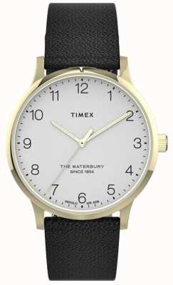 Timex | waterbury pour femmes | bracelet en cuir noir | cadran blanc | TW2T75200
