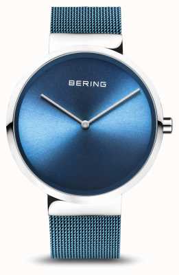 Bering | classique | argent poli / brossé | bracelet en maille bleue | 14539-308