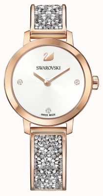 Swarovski | roche cosmique | bracelet jonc en or rose | cadran blanc | 5376092