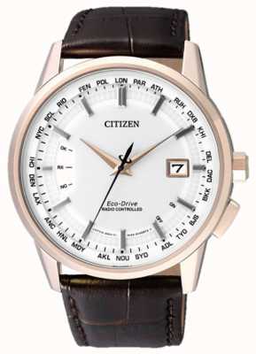 Citizen Radiocommandé à perpétuel | bracelet marron | cadran blanc CB0153-21A