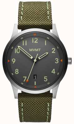 MVMT Hommes | champ | bracelet en toile verte | cadran gris 28000014-D