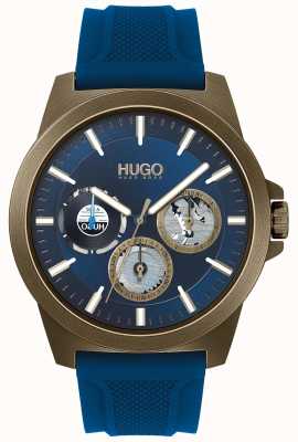 HUGO #tourner | bracelet en caoutchouc bleu | cadran bleu 1530130