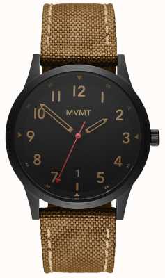 MVMT | champ | bracelet en toile marron | cadran noir 28000017-D