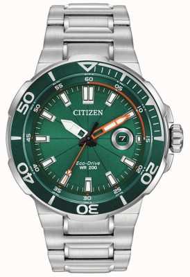 Citizen Affichage de la date du cadran vert sport pour hommes AW1428-53X