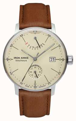 Iron Annie Bauhaus | automatique | bracelet en cuir marron clair | cadran beige 5060-5