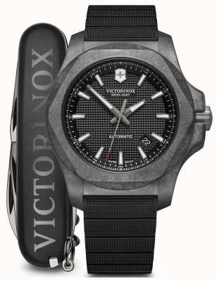 Victorinox Ensemble inox | carbone | automatique | bracelet en caoutchouc noir 241866.1