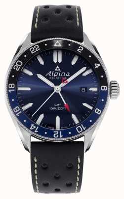 Alpina Alpiner quartz gmt | cadran bleu | bracelet en cuir noir AL-247NB4E6