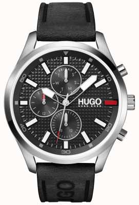 HUGO #chasse homme | cadran noir | montre bracelet en cuir noir 1530161